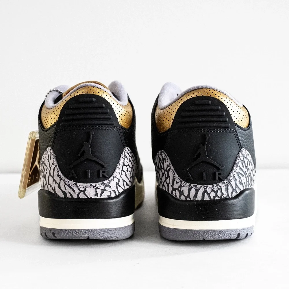 [CK9246-067] Air Jordan 3 Retro Mid Black Gold Cement Women's Size 9 W / 7.5 M - Picture 13 of 16